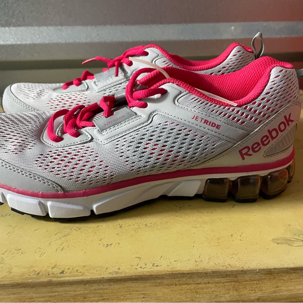 Reebok Women's Jetride Pink and White Athletic Shoes